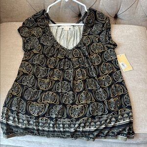 Michael Kors Black and Gold Patterned Blouse